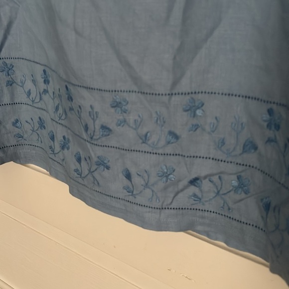 Vintage Old Navy Linen Blue Pencil Skirt Knee-Length - Picture 2 of 5